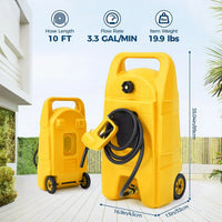 Garvee Heavy-Duty 15 Gallon Portable Gasoline Fuel Caddy with 10FT Manual Siphon Pump – Leak-Proof HDPE Wheeled Gas Can for Lawn Mowers, Tractors, Boats, Snow Blowers, Generators – Yellow