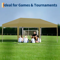 Garvee 10'x 20' Pop up Canopy Tent with 210 D Oxford Fabric, Portable Instant Commercial Canopy Including 12 Stakes 6 Sandbags for Farmers' Market, Wedding Event, Outdoor Camping, Khaki