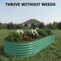 Garvee 2 Pcs 10x4x1.5ft Galvanized Raised Garden Bed - Heavy-Duty Metal Planter Box for Vegetables, Flowers, Herbs, 18/24In Tall, Beige/Green