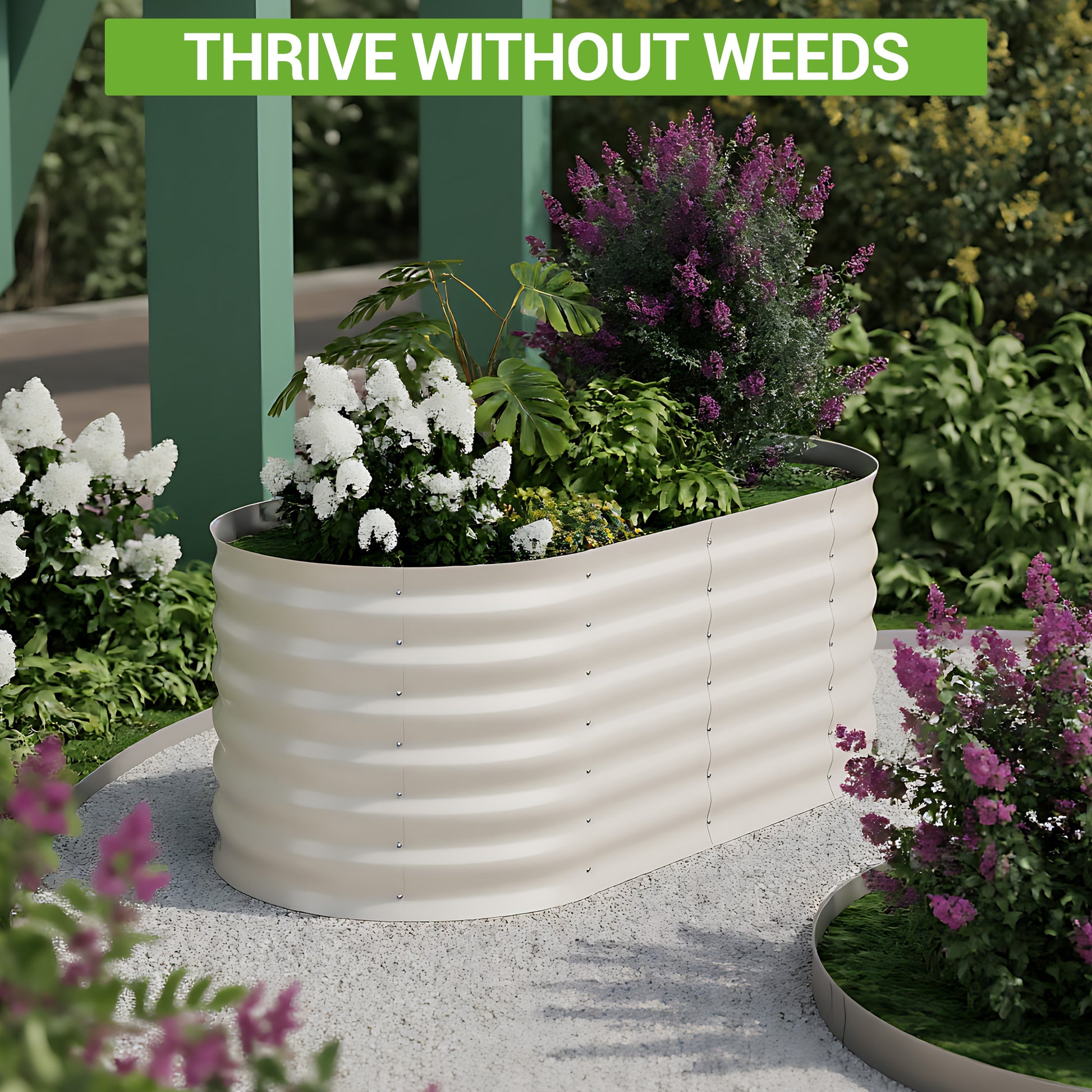 Garvee 4' X 2' X 2' Raised Garden Bed,Galvanized Raised Planter Boxes Outdoor with Easy Assembly, Large Garden Bed for Vegetables, Fruits, Flower,Raised Garden Bed,Beige