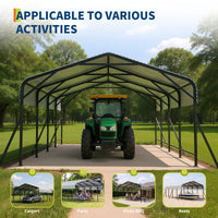 Garvee Heavy Duty 20x20x9 FT Metal Carport - Reinforced Steel Frame & Base Garage Shelter - All-Weather Protection for Cars, Boats, Tractors - Elegant White Tile, Size: 20*20*9 ft White tile