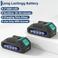 Taille-haie sans fil Garvee 22" - Cisaille électrique portative pour arbustes avec 2 batteries 2,0 Ah, 1100 tr/min et espacement des lames de 1,7 cm
