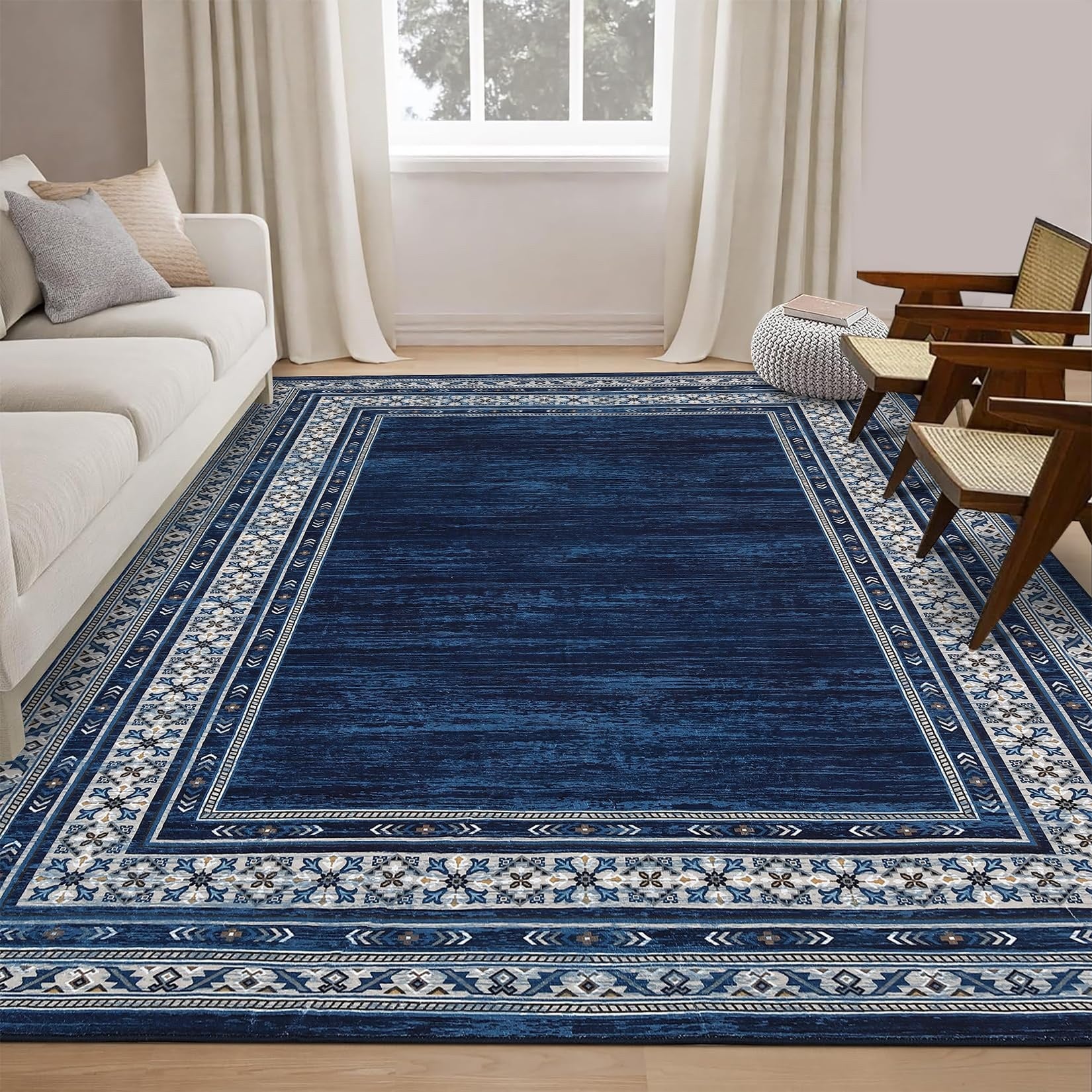 Garvee Modern 10x13 Area Rugs Soft Washable Non Slip Low Pile Blue for Living Room Bedroom Nursery Office