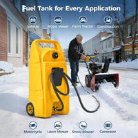 Garvee Heavy-Duty 15 Gallon Portable Gasoline Fuel Caddy with 10FT Manual Siphon Pump – Leak-Proof HDPE Wheeled Gas Can for Lawn Mowers, Tractors, Boats, Snow Blowers, Generators – Yellow