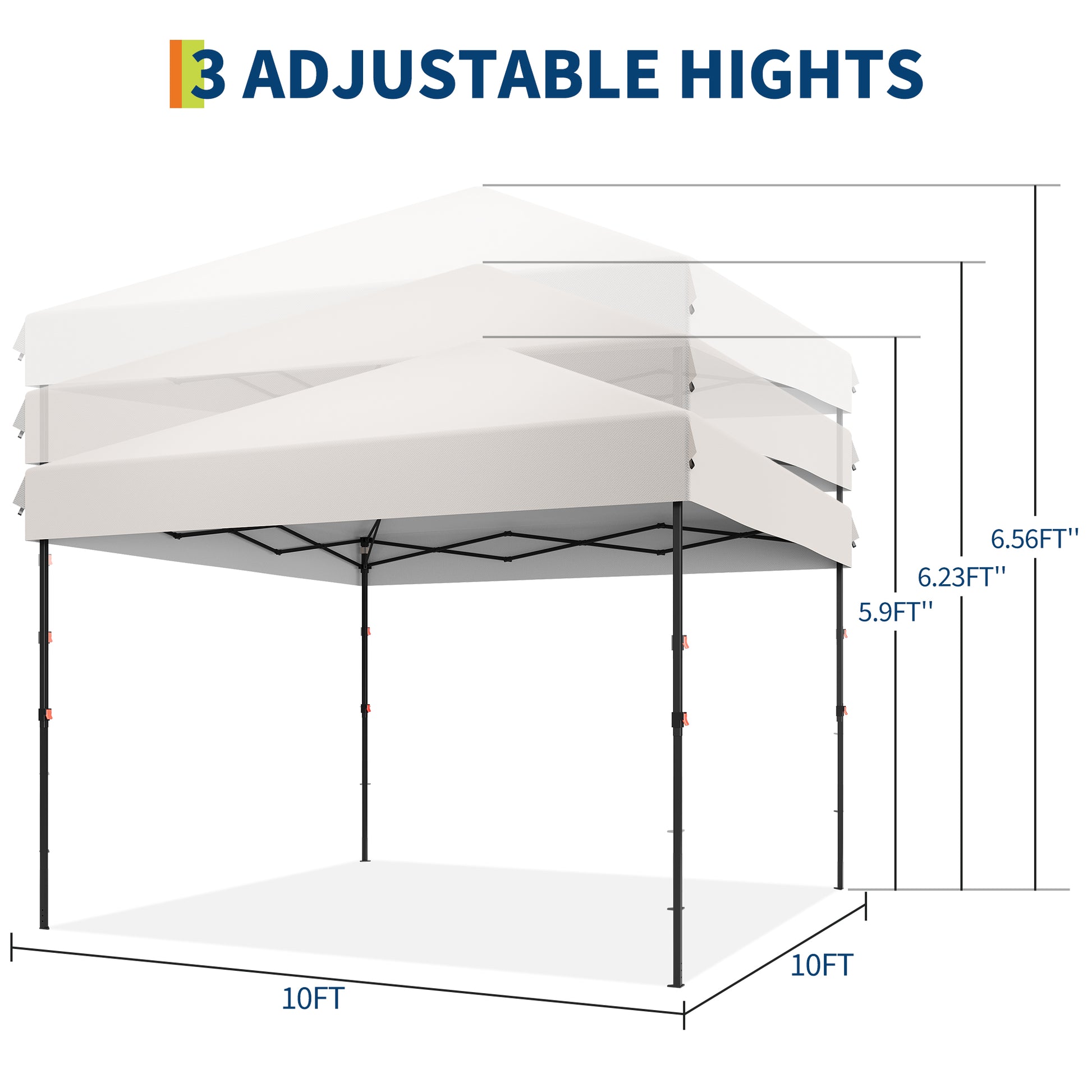 Garvee Tonnelle Pop Up 3 x 3 m Imperméable Résistante aux UV Abri Instantané Commercial avec Sac de Transport, Blanc