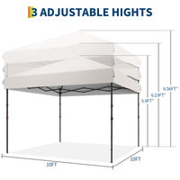 Garvee Tonnelle Pop Up 3 x 3 m Imperméable Résistante aux UV Abri Instantané Commercial avec Sac de Transport, Blanc