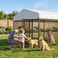 Garvee Outdoor Dog Kennel with Waterproof Canopy Large Dog Enclosures for Garden Backyard Courtyard 10×20×6FT