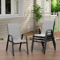 Garvee Patio Chairs Set of 4 Outdoor Stackable Dining Chairs with Textilene Fabric High Back Grey