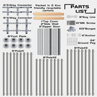 Garage portable Garvee 10x20 pieds avec bâche en PE 200g, portes avant et arrière enroulables, 4 fenêtres, gris - Abri de voiture pour bateaux, camionnettes, événements
