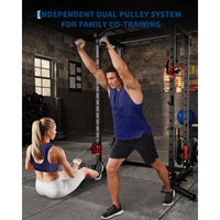 Garvee Power Cage Multi-Functional Power Racks with Dual Pulley Systems for Home Gym 1200 LBS Capacity Red