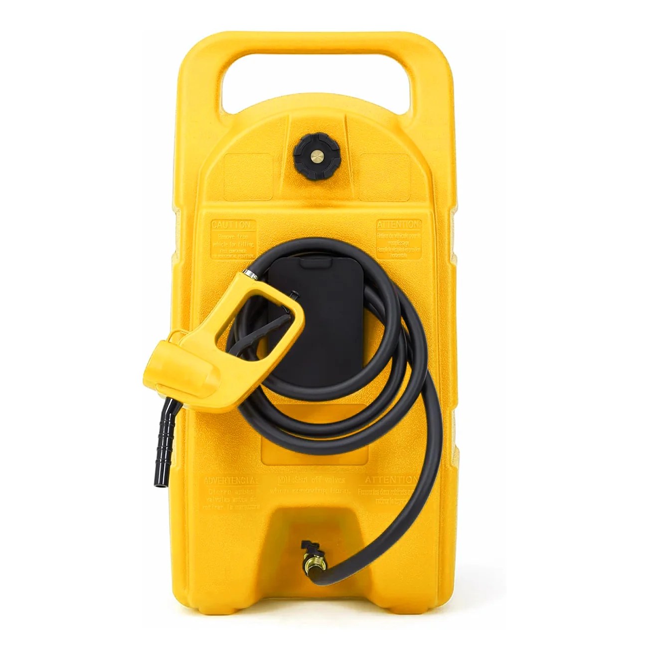 Garvee Heavy-Duty 15 Gallon Portable Gasoline Fuel Caddy with 10FT Manual Siphon Pump – Leak-Proof HDPE Wheeled Gas Can for Lawn Mowers, Tractors, Boats, Snow Blowers, Generators – Yellow