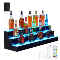 Garvee LED Liquor Bottle Display Shelf 3 Tiers Acrylic 7 Static Colors RF Remote App Control for Home Bar Party