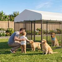 Garvee Large Dog Enclosures Outdoor Dog Kennel with Waterproof Cover Feeding Doors for Yard Garden Backyard 10×15×7FT