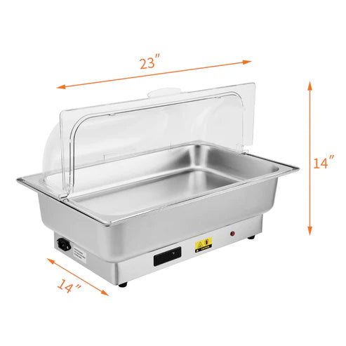 Garvee 9QT(2×1/2Pan) Plat de Chauffe Électrique avec Contrôle de la Température, Serveurs et Chauffe-Plats de Buffet en Acier Inoxydable, Ensemble de Plats de Chauffe Électriques avec Contrôle de la Température pour la Restauration