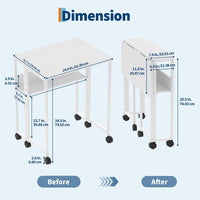 Garvee Folding Desk Small Rolling Desk with Storage Shelf for Home Office Study 24.8 Inch White Space-Saving Foldable