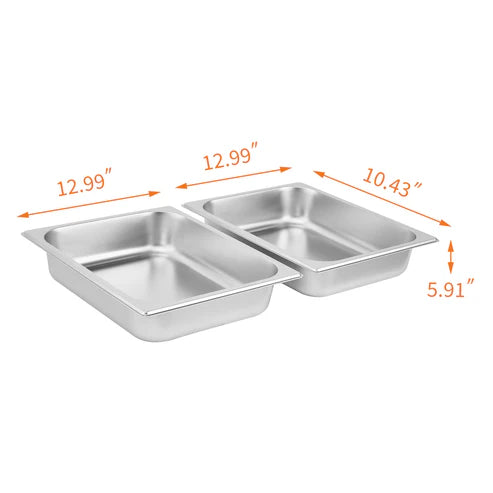 Garvee 9QT(2×1/2Pan) Plat de Chauffe Électrique avec Contrôle de la Température, Serveurs et Chauffe-Plats de Buffet en Acier Inoxydable, Ensemble de Plats de Chauffe Électriques avec Contrôle de la Température pour la Restauration