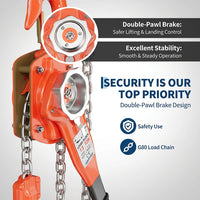 Garvee Manual Lever Chain Hoist – 1.5 Ton (3300 lbs) Capacity – 20 ft Lift – G80 Galvanized Steel Chain – Weston Double Pawl Safety Brake – 360° Swivel Hook – Corrosion Resistant Lifting for Garage, Factory, Dock, Construction – Variant: 1.5 Ton 3300 lbs