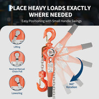 Garvee Manual Lever Chain Hoist – 1.5 Ton (3300 lbs) Capacity – 20 ft Lift – G80 Galvanized Steel Chain – Weston Double Pawl Safety Brake – 360° Swivel Hook – Corrosion Resistant Lifting for Garage, Factory, Dock, Construction – Variant: 1.5 Ton 3300 lbs