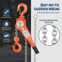 Garvee Manual Lever Chain Hoist – 1.5 Ton (3300 lbs) Capacity – 20 ft Lift – G80 Galvanized Steel Chain – Weston Double Pawl Safety Brake – 360° Swivel Hook – Corrosion Resistant Lifting for Garage, Factory, Dock, Construction – Variant: 1.5 Ton 3300 lbs