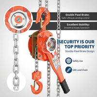 Garvee Manual Lever Chain Hoist 3 Ton With G80 Galvanized Steel Chain, Weston Double Pawl Brake, 360° Swivel Hook For Garage Factory Dock, 19 FT, Compact Design