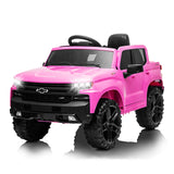 Garvee 12V Chevrolet Silverado utility vehicle Licensed Kids Ride-On Truck – Battery Powered Electric Car with Remote, MP3/wireless, FM, LED Lights, vernal Suspension – electric ride-on Gift for 3-8 Year Olds – Red - Pink