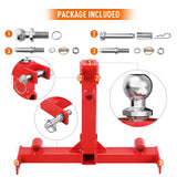 Garvee Heavy-Duty 3-Point Gooseneck Trailer Hitch for Category 1 Tractor – 2" Receiver – Trailer Ball Drawbar – Compatible with Hay Spear Attachment – Durable Steel Construction – Red