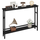 Garvee Slim Console Table 5.9" Narrow Sofa Table, 2 Tier Skinny Console Table with Adjustable Shelf, Slim Behind Couch Table for Living Room, Entryway, Hallway, Foyer - Black - Black