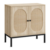Garvee Rattan Buffet Cabinet with Storage, Farmhouse Sideboard Cabinet with Doors and Adjustable Shelves, Modern Wood Cupboard for Kitchen, Living Room and Dining Room - Natural