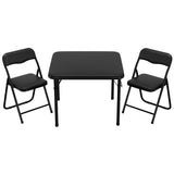Garvee Boys and Girls Folding Table and Chairs Set of 3, Portable Table and Chair with PU Soft Cushion,Suitable for Eating,Reading and Playing, Black - Black