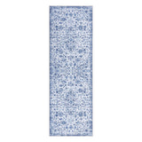 Garvee 2x6 ft Runner Rug, Blue Vintage Floral Washable Area Rug, 100% Polyester 1400 gsm Low Pile Carpet with TPR Non Slip Backing, Foldable Stain Resistant Floor Mat for Hallway Entryway Bedroom Kitchen Living Room - Blue