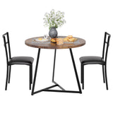 Garvee Round Dining Table Set for 2, Modern Kitchen Table Chairs Set of 2, Small Dining Room Table Set with 2 Upholstered Chairs, Furniture Set Dinette for Small Place, Apartment(Brown) - Brown