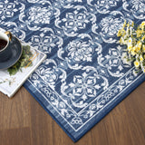 Garvee 2x6 Runner Rug Washable Entryway Rug Modern Floral Blue Non Slip Low Pile
