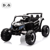 Garvee 24V 2-Seater Kids Electric UTV Ride-On Truck – 4x200W Motors, Off-Road Suspension, Remote Control, 19" Wide Seat, Music, LED Lights, Power Display – White - White