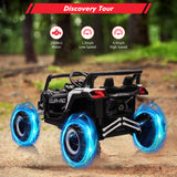 Garvee 24V 2-Seater Kids Electric UTV Ride-On Truck – 4x200W Motors, Off-Road Suspension, Remote Control, 19" Wide Seat, Music, LED Lights, Power Display – White - White