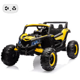 Garvee 24V Kids Electric UTV Ride-On Car – 400W Motor, Metal Frame, 19" Spacious Seat, 4 Shock Absorbers, Off-Road Suspension, Remote, Music, USB, LED Lights – Yellow - White