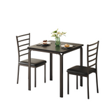 Garvee Small Square Dining Table Set for 2, Space Saving Wood Dinette with Upholstered Seats, Ideal for Kitchen, Dining Room, Home Office, Black - Black
