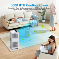 Garvee 8,000 BTUs Portable Air Conditioner Whisper-Quiet Sleep Mode, Fast Cooling, Easy Mobility with 360° Casters, and Simple Installation for Rooms up to 350 sq.ft