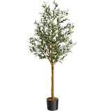 Garvee 5 ft Artificial Olive Tree Indoor With Black Nursery Pot, Faux Silk Plant, Realistic Fruit, Home Office Decor, Green