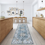 Garvee Washable Runner Rug 2x6 Low-Pile Non-Skid Soft Carpet for Kitchen Bedroom Bathroom Hallway, Blue - Blue