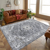 Garvee Large Area Rug 5x7 Washable Non-Slip Ultra Soft Print Carpet for Living Room Dining Room Bedroom Dorm Office Home Decor, Grey - Grey