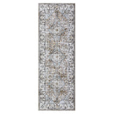 Garvee 2x6 ft Khaki Runner Rug, Vintage Persian Floral Medallion Pattern, Machine Washable 100% Polyester Carpet with Non Slip TPR Backing, Low Pile Foldable Runner for Kitchen Entryway Bedroom Laundry Hallway, Stain Resistant Easy Care Home Decor - Khaki