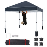 Garvee 10x10 Pop Up Canopy Tent - 1-Button Push, 1-Person Quick Setup, Adjustable Height Outdoor Shade - Wheeled Carry Bag, 4 Sandbags, 8 Stakes, 4 Ropes - Navy Blue, 3.0x3.0M - Navy Blue