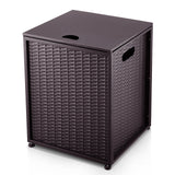 Garvee Multi-Functional Propane Tank Cover Table for 20lb – Outdoor Weatherproof Storage Side Table with Handles – Dual Use for Gas Fire Pits & Grills – Durable Metal Construction – Bronze-Imitation Rattan - Bronze-Imitation Rattan