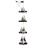 Garvee Corner Shower Caddy Tension Pole Rust-Proof 4-Tier Adjustable Shelves Bathtub Storage Organizer Black & White 101.6-122 Inch