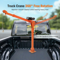 Garvee 1100 lb Electric Pickup Truck Crane with Electric Winch 3500 lb 12V, Folding Truck-Mounted Crane, Painted Steel Pickup Truck Jib Cranes Hoist 360° Swivel for Lifting Goods in Construction Factory