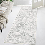 Garvee Boho Vintage Distressed Runner Rug - Non-Slip Washable Hallway Carpet - Soft Low Pile Area Rug for Kitchen, Bedroom, Bathroom, Laundry, Living Room - Farmhouse Style - Beige, 2x6ft (61x183cm) - United States - Beige