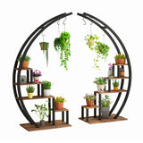 Garvee Plant Stand Indoor 5 Tier Tall Metal Half Moon Plant Shelf 2 Pack Stylish Tiered Flower Rack 56in Brown - Brown