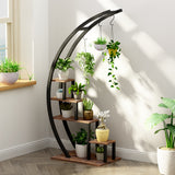 Garvee Plant Stand Indoor 5 Tier Tall Metal Half Moon Plant Shelf 2 Pack Stylish Tiered Flower Rack 56in Black