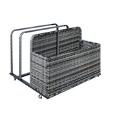 Garvee 2-Tier Rolling Pool Storage Basket – PE Rattan Outdoor Organizer with Locking Wheels, Sturdy Steel Frame & Water-Resistant Design, Grey