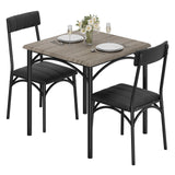 Garvee Dining Table Set for 2, Kitchen Table and Chairs for 2 with Upholstered Chairs, 3 Piece Dining Room Table Set, Square Kitchen Table Set for Small Space, Apartment, Studio, Gray - Gray